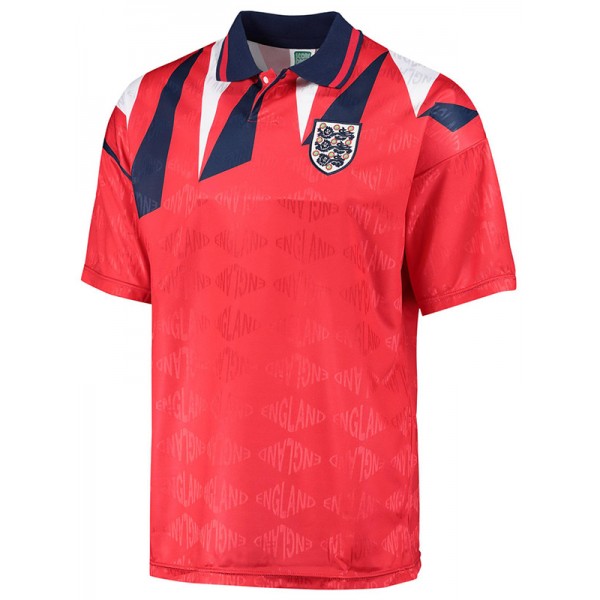 England maglia retrò da trasferta seconda divisa da calcio maglia da calcio sportiva rossa da uomo della coppa del mondo 1990